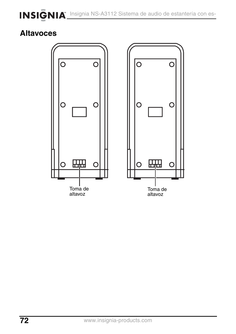 Altavoces | Insignia NS-A3112 User Manual | Page 72 / 100