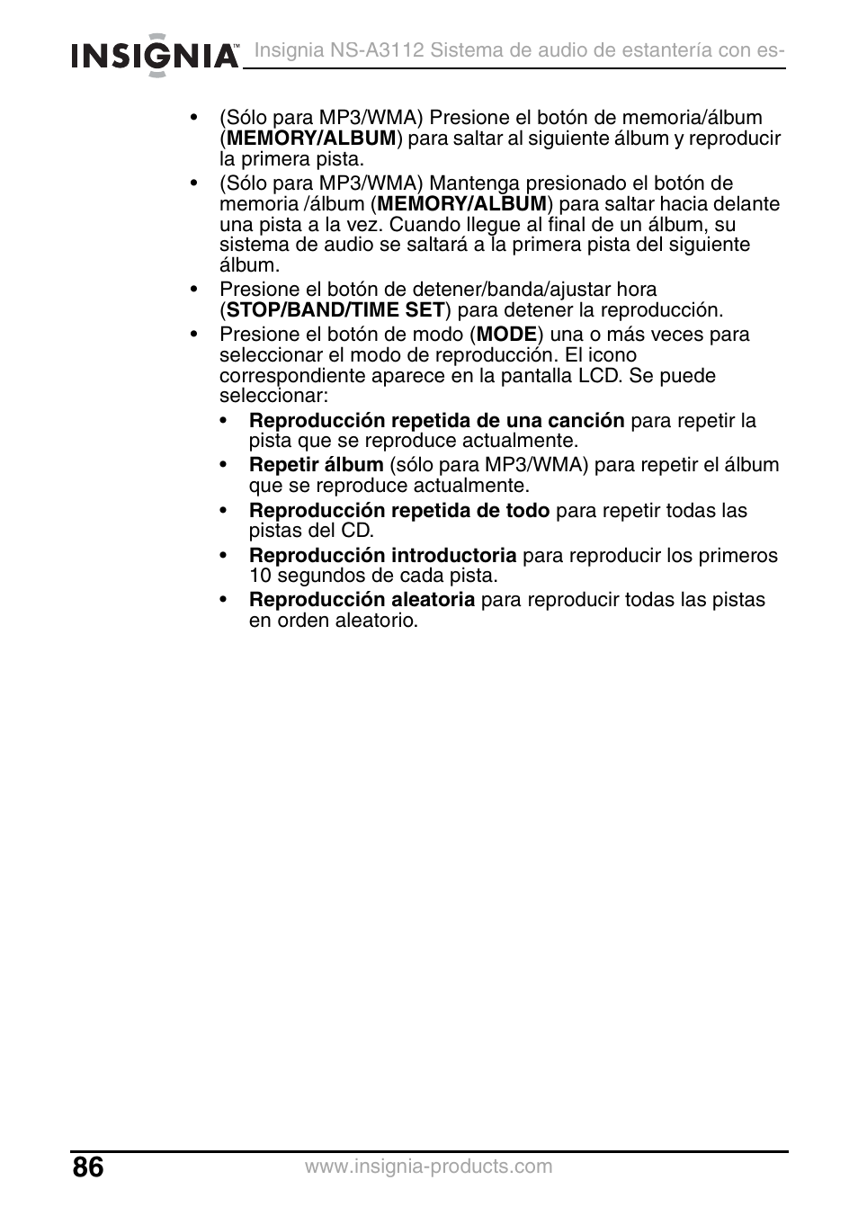 Insignia NS-A3112 User Manual | Page 86 / 100