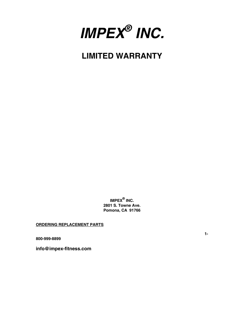 Impex, Limited warranty | Impex MD-823 User Manual | Page 15 / 15