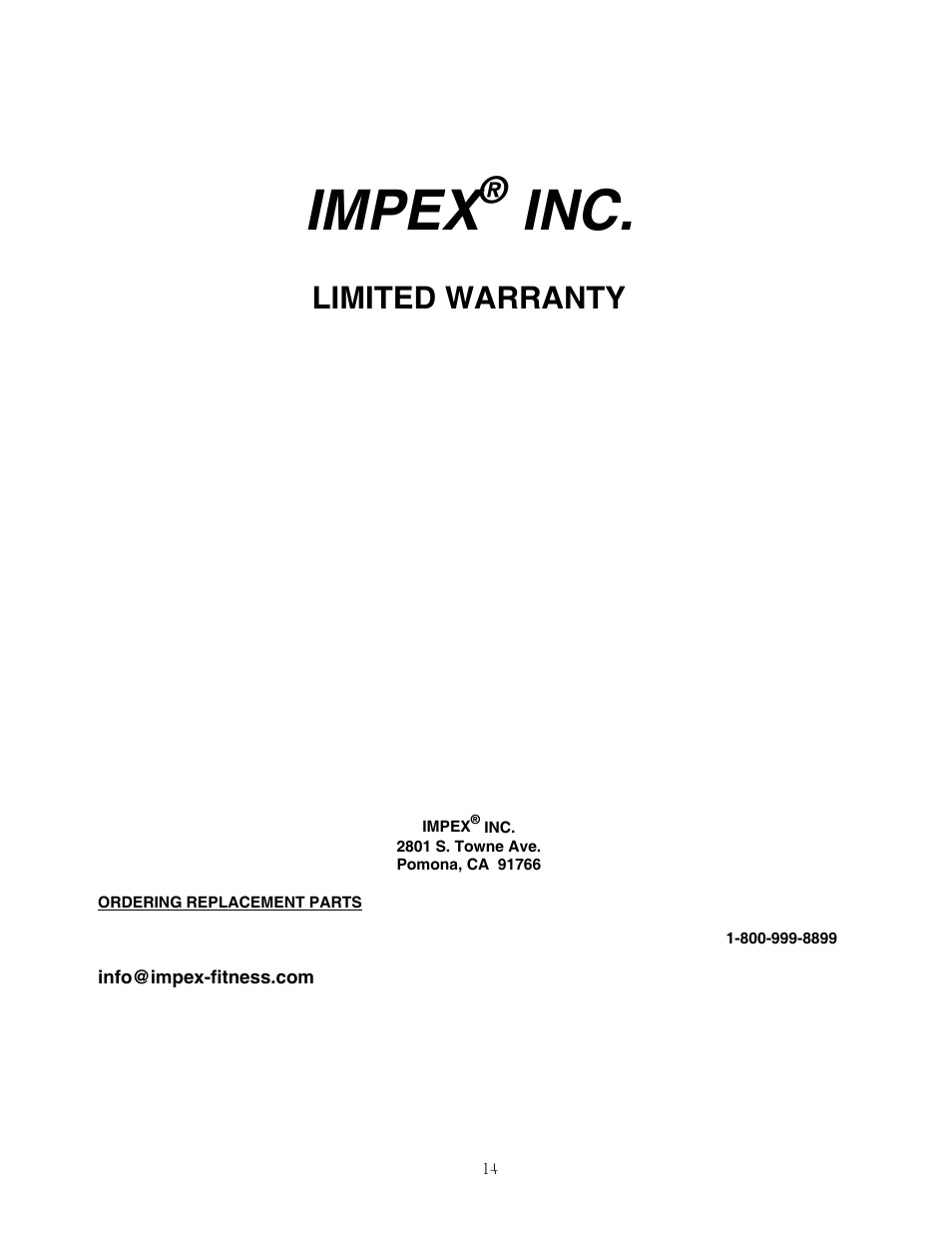 Impex, Limited warranty | Impex MWM-988 User Manual | Page 15 / 15