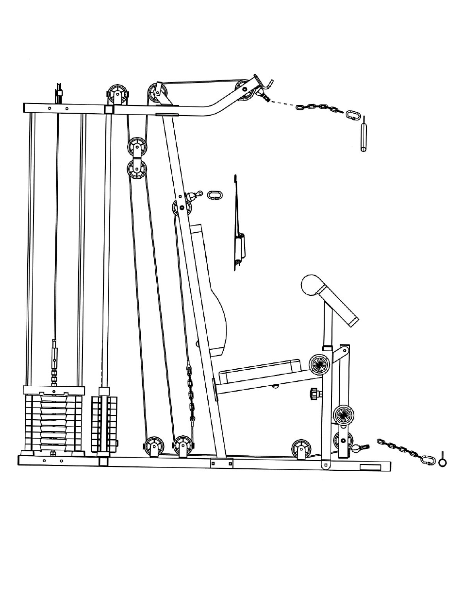 Cable loop diagram for bench press station | Impex MWM 1801 User Manual | Page 15 / 29