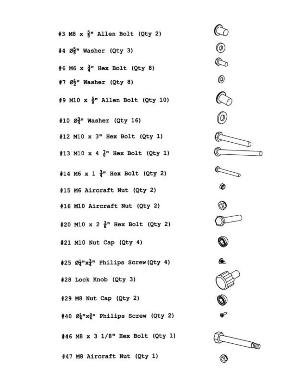 Hardware pack | Impex TR-2 User Manual | Page 5 / 22