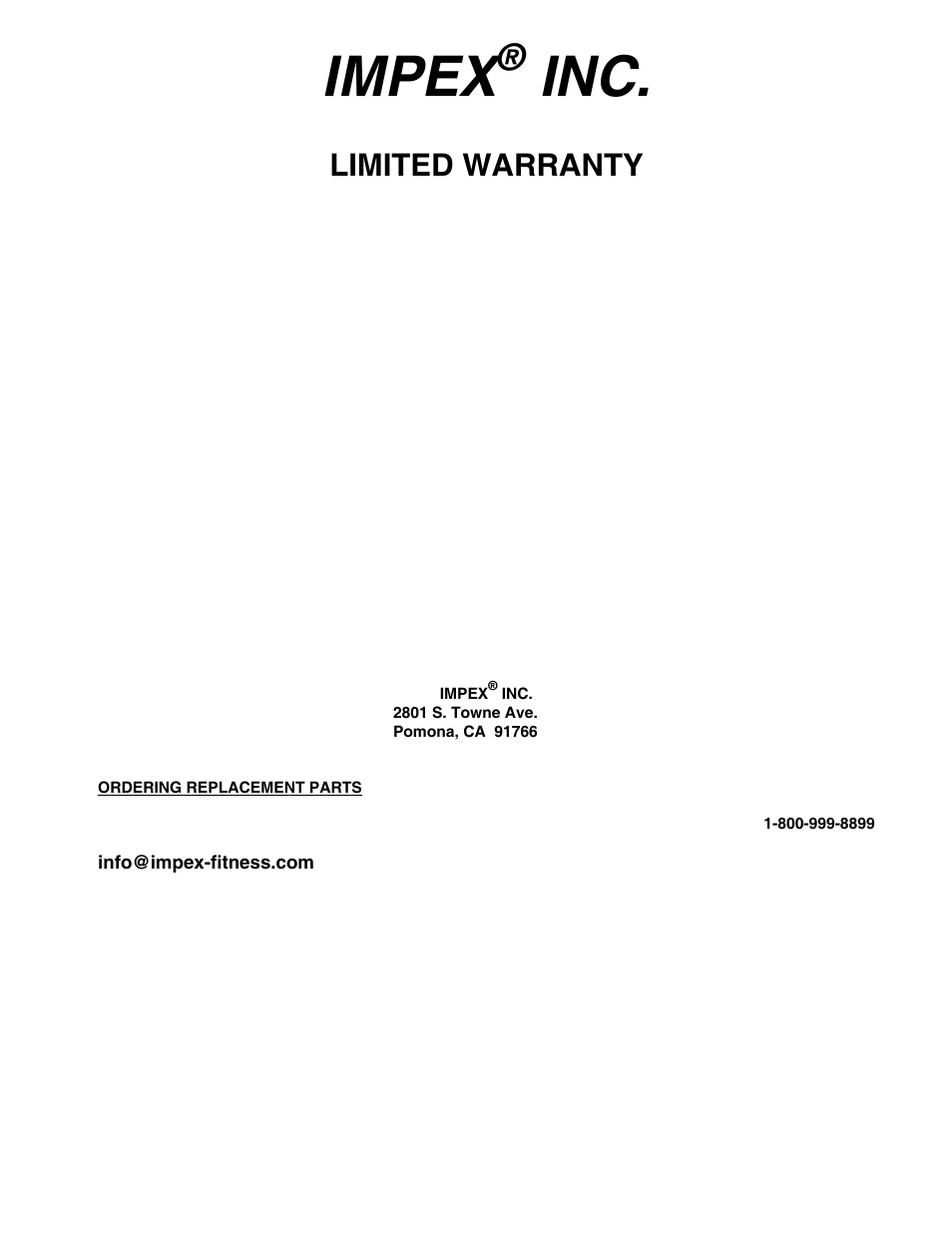 Impex, Limited warranty | Impex SM-4008 User Manual | Page 38 / 38