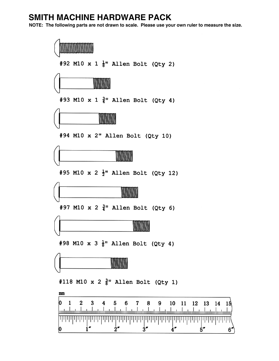Smith machine hardware pack | Impex SM-4008 User Manual | Page 6 / 38