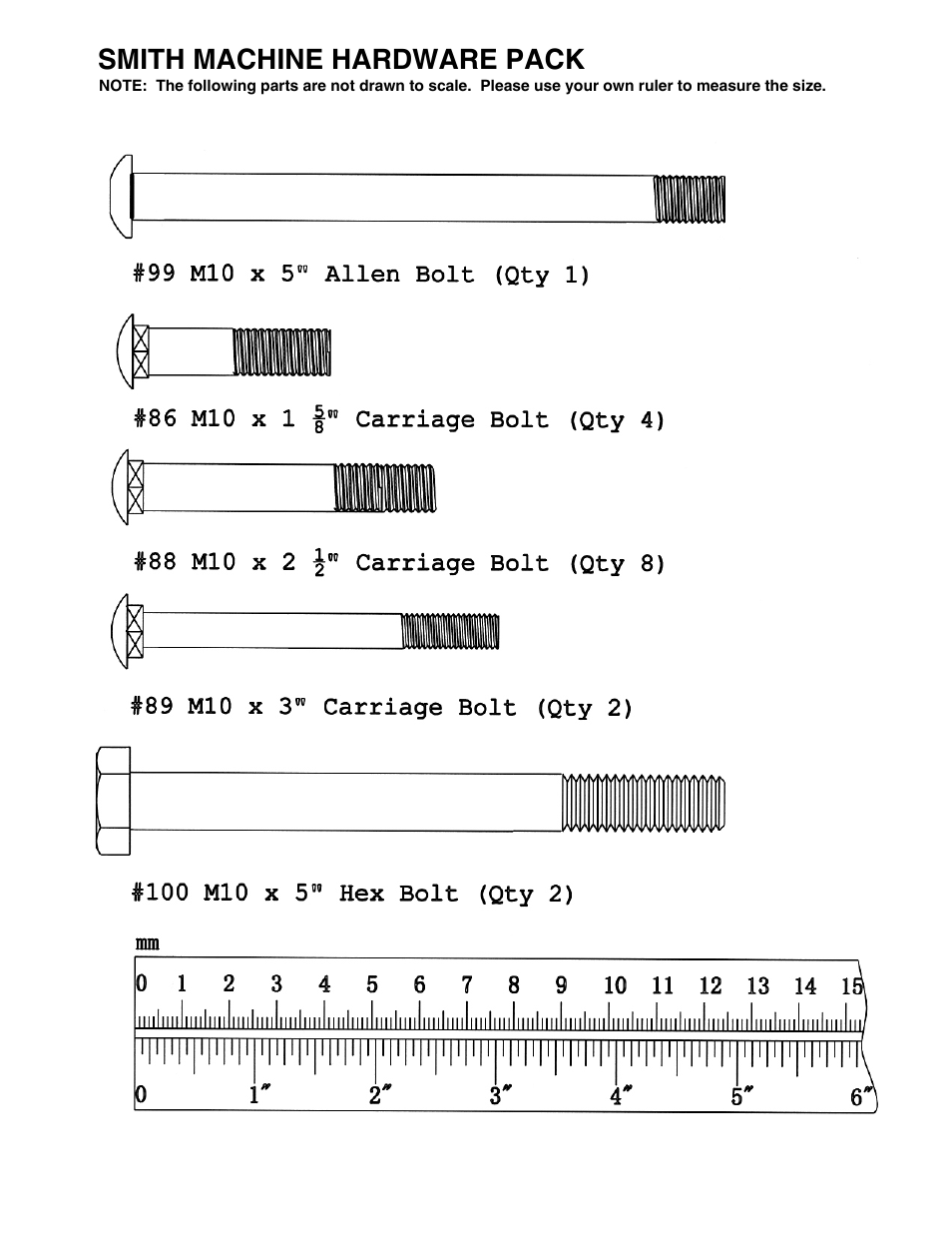 Smith machine hardware pack | Impex SM-4008 User Manual | Page 7 / 38