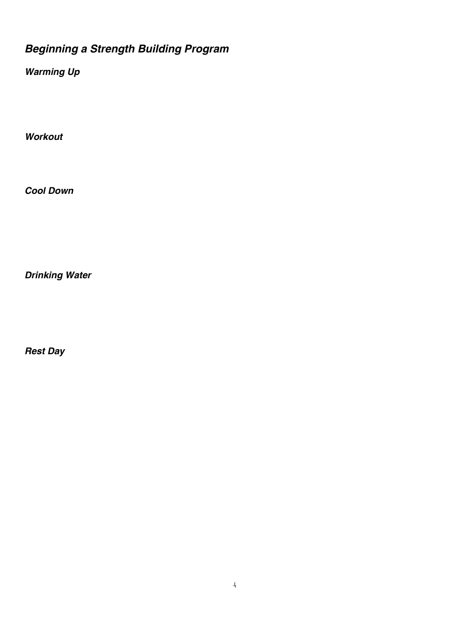 Beginning a strength building program | Impex PM-4500 User Manual | Page 5 / 16