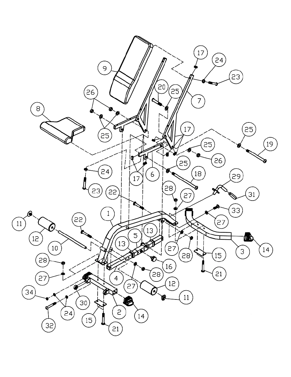 Exploded diagram | Impex MARCY MULTI PURPOSE BENCH MWB-682 User Manual | Page 10 / 12