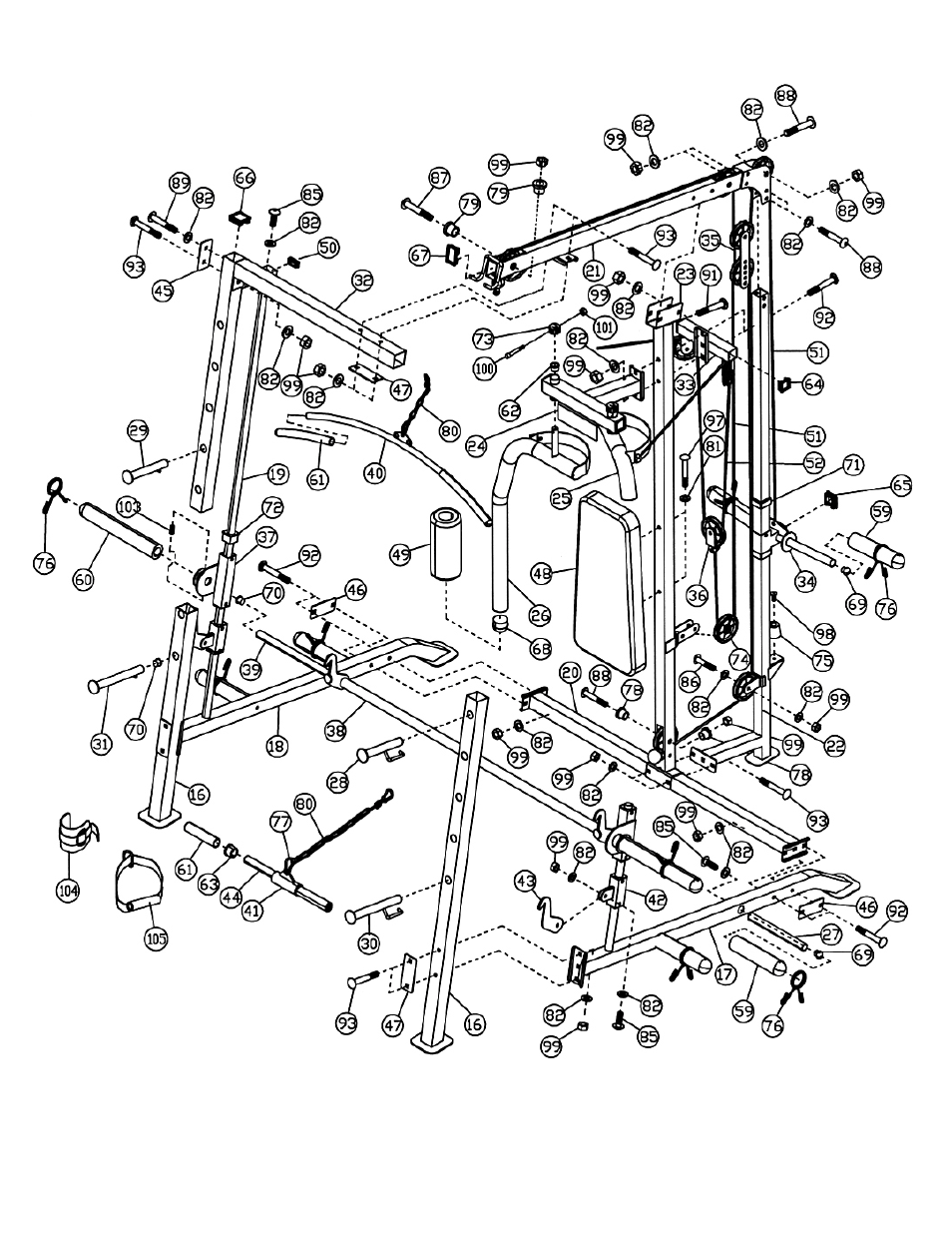 Smith machine exploded diagram | Impex MXM-5 User Manual | Page 24 / 27