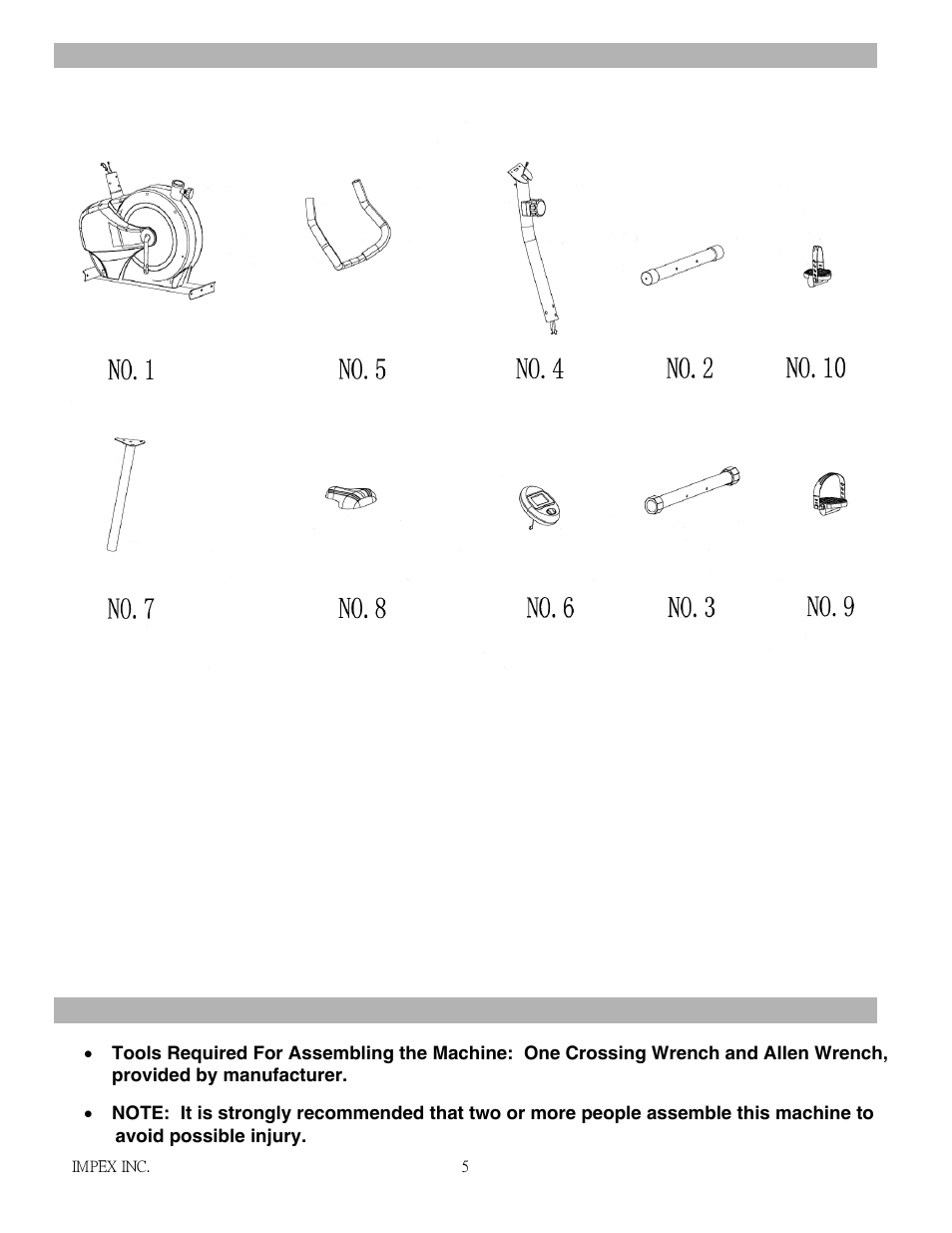 Components for assembly, Assembly instruction | Impex NS-1003U User Manual | Page 6 / 18