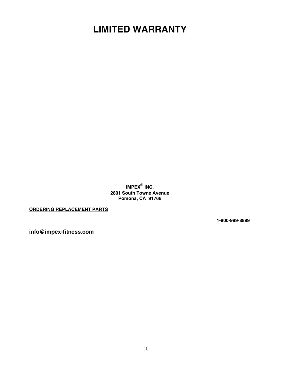 Limited warranty | Impex MKB-211 User Manual | Page 11 / 11