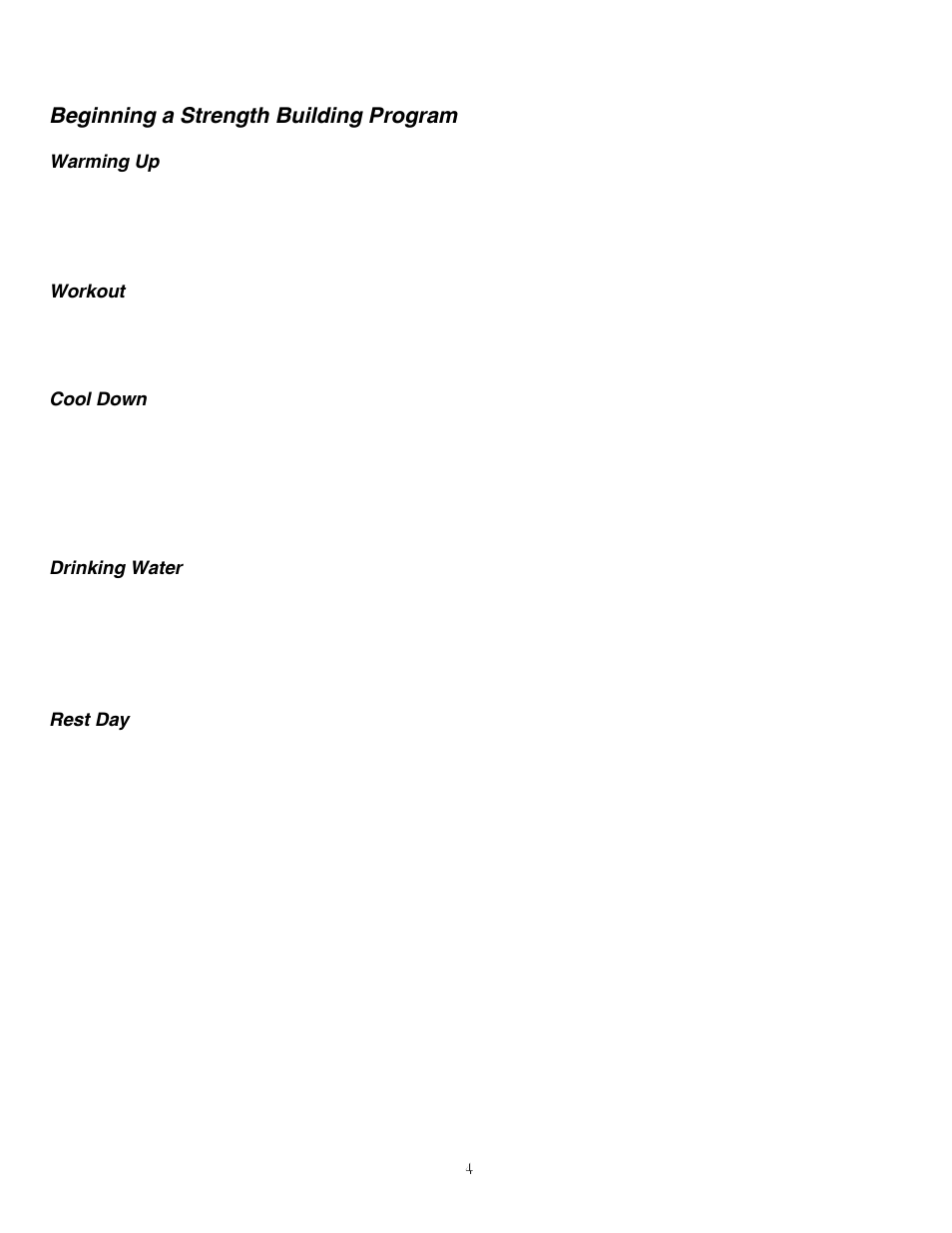 Beginning a strength building program | Impex MKB-211 User Manual | Page 5 / 11