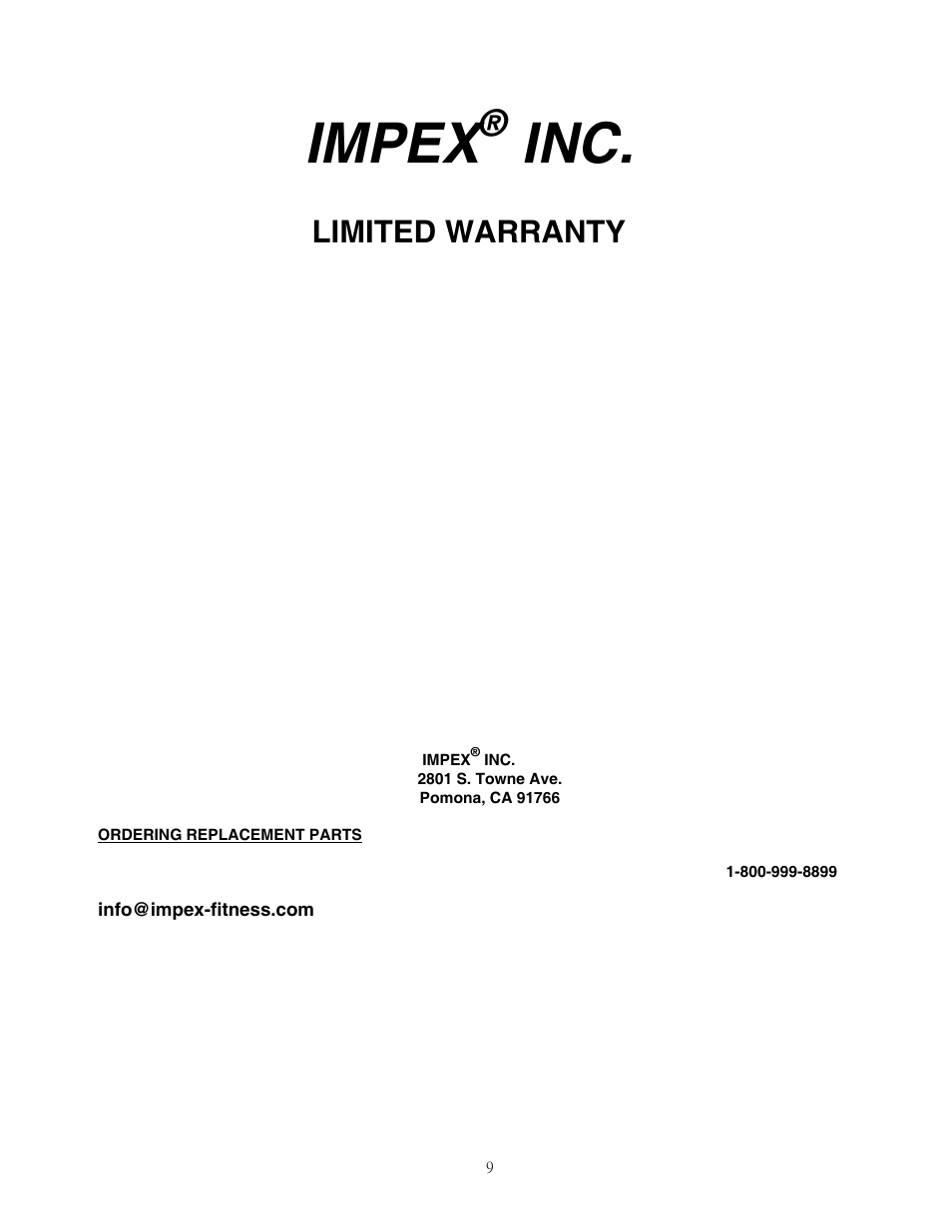 Impex, Limited warranty | Impex ADI-416 User Manual | Page 10 / 10