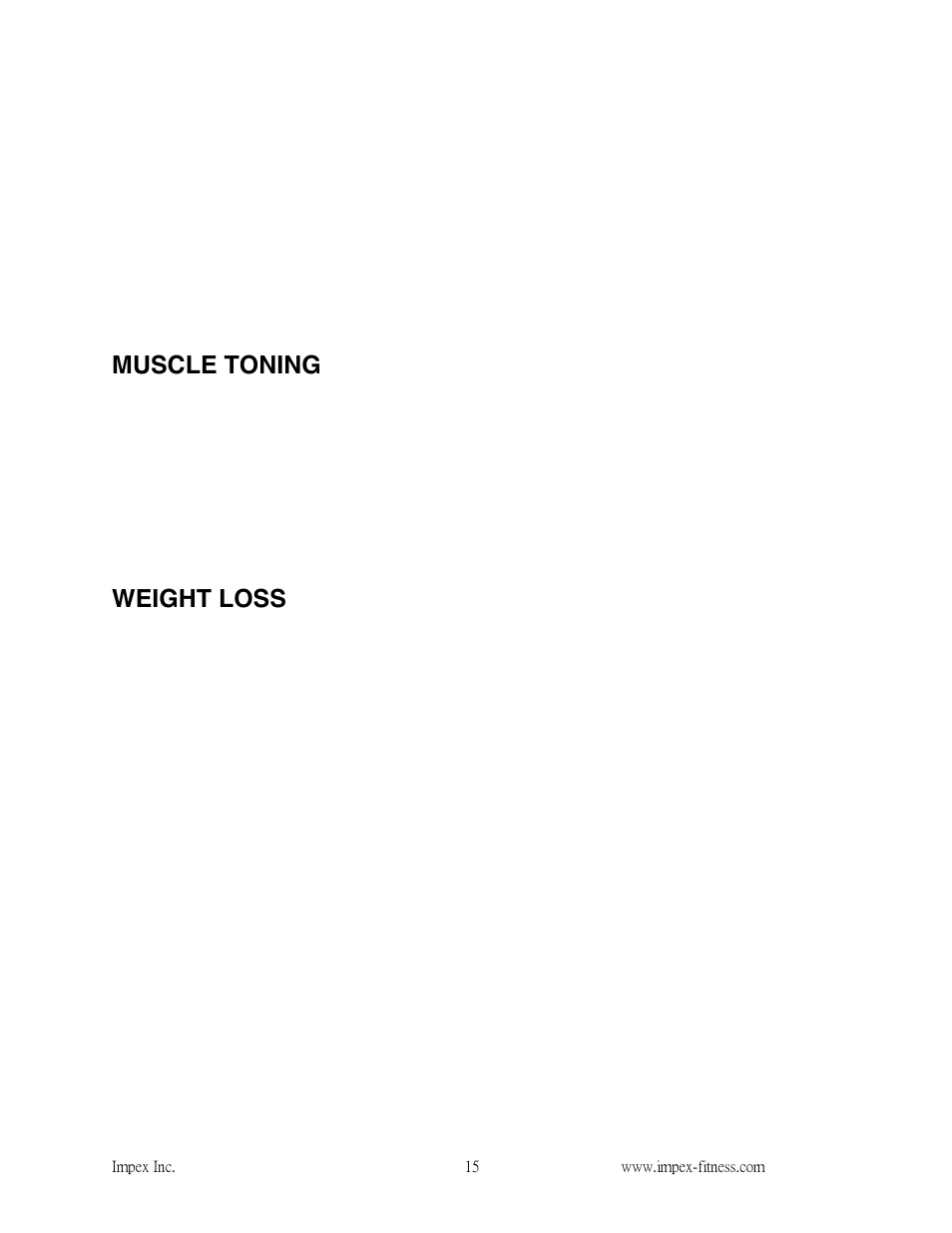 Muscle toning, Weight loss | Impex NS-652 User Manual | Page 16 / 17