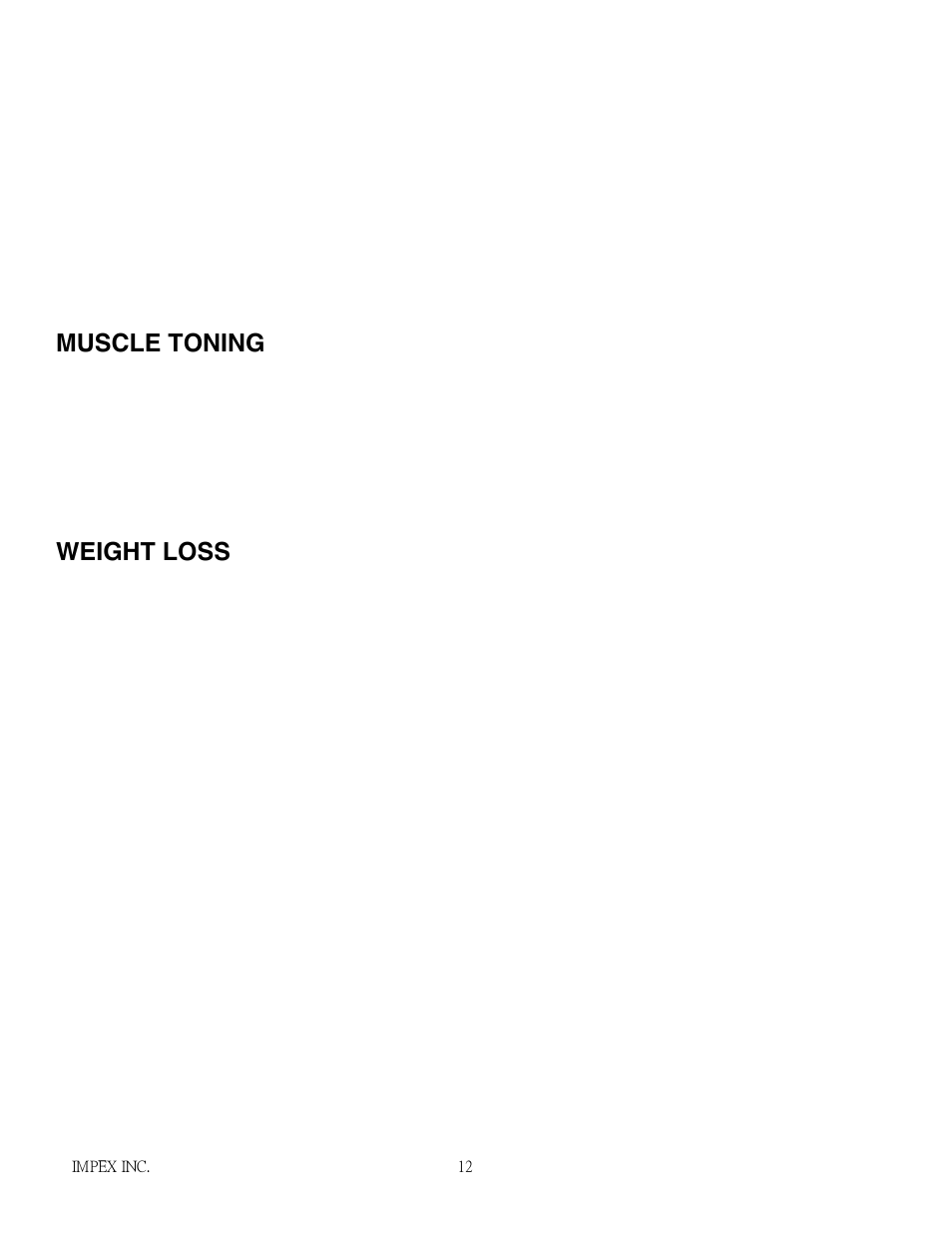 Muscle toning, Weight loss | Impex H2502C User Manual | Page 13 / 15