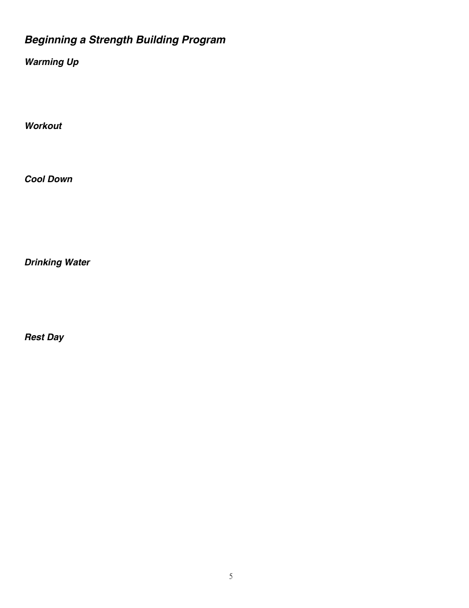 Beginning a strength building program | Impex ADI-5100-I User Manual | Page 6 / 15