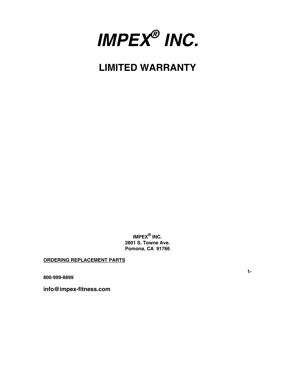 Impex, Limited warranty | Impex MD-857 User Manual | Page 14 / 14