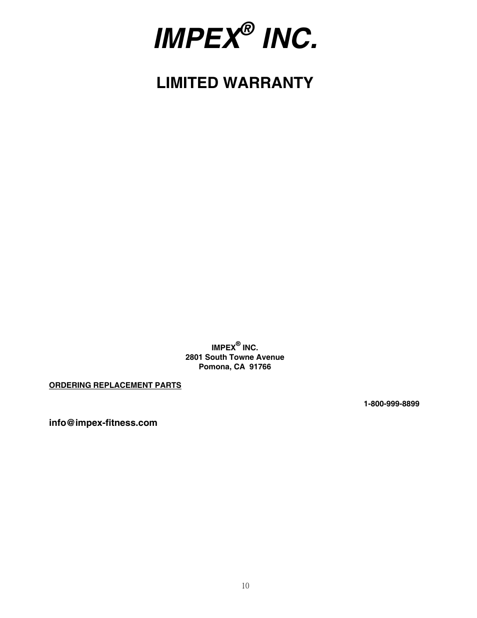 Impex, Limited warranty | Impex MKB-2081 User Manual | Page 11 / 11