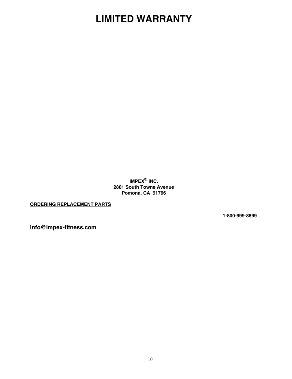 Limited warranty | Impex MWB-26780 User Manual | Page 11 / 11