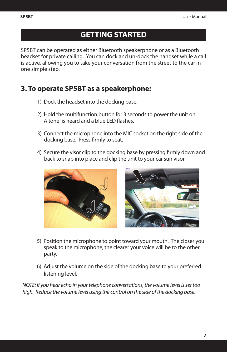 Getting started | iSymphony SP5BT User Manual | Page 7 / 16