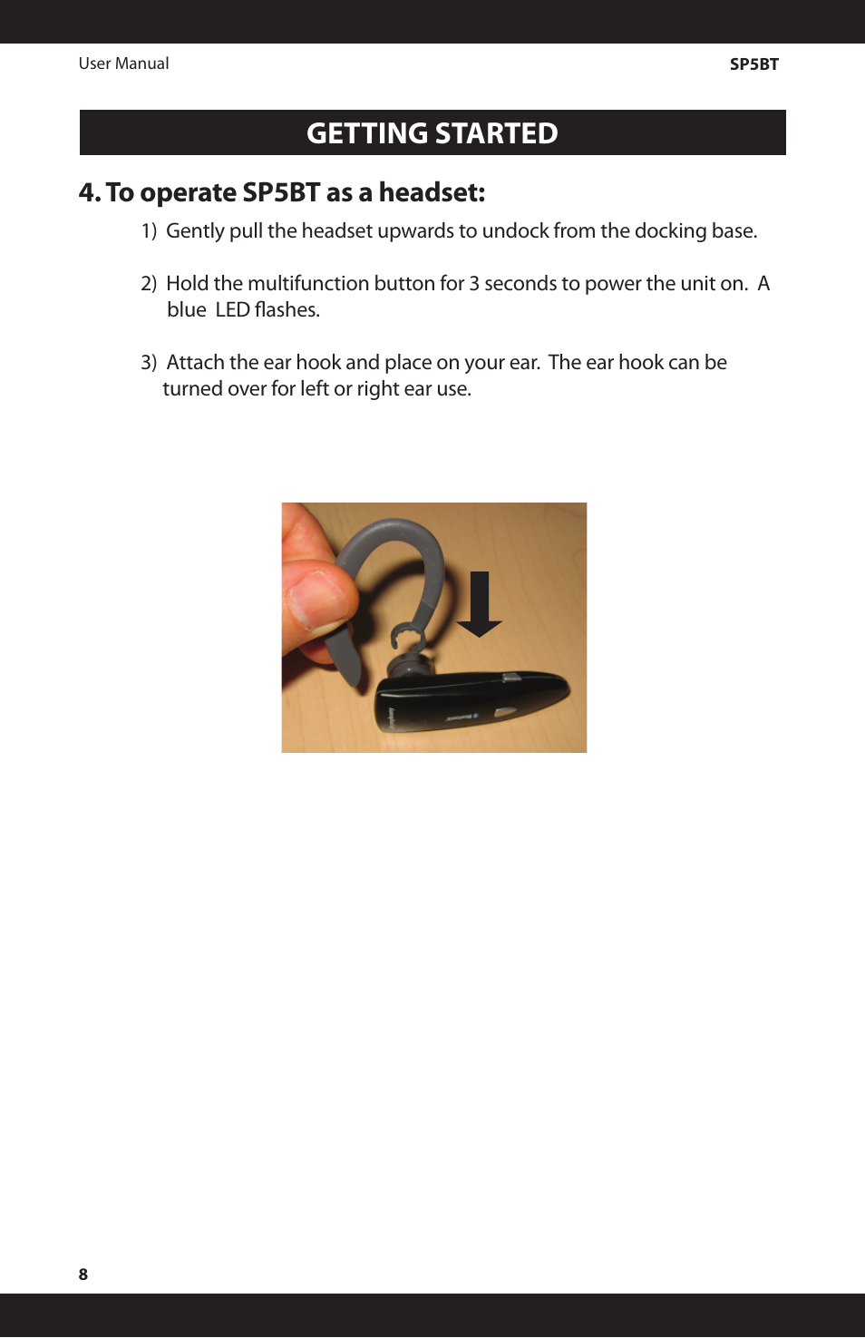 Getting started | iSymphony SP5BT User Manual | Page 8 / 16