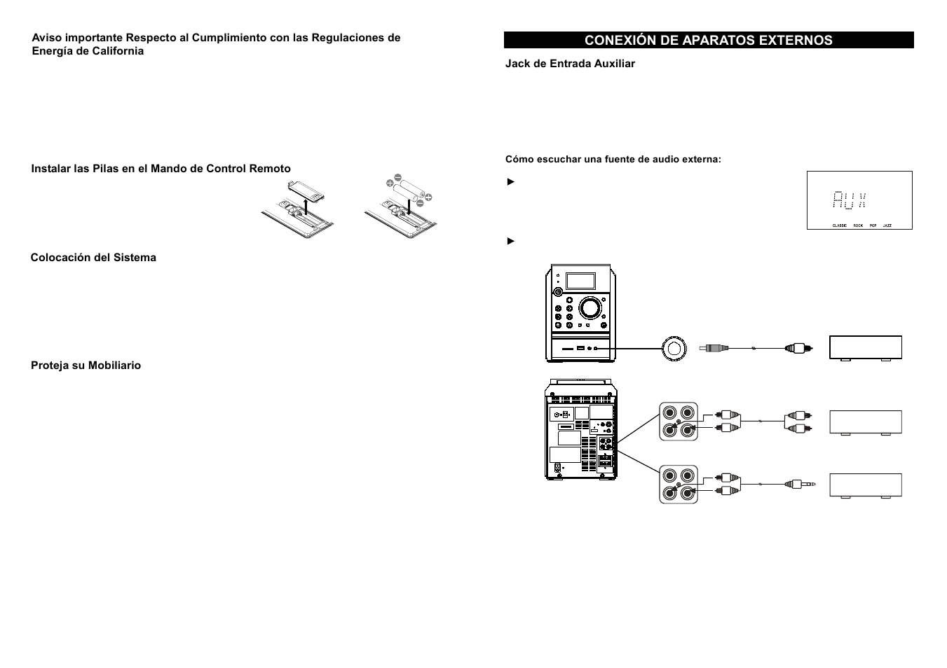 Conexión de aparatos externos | iSymphony M110 User Manual | Page 48 / 64