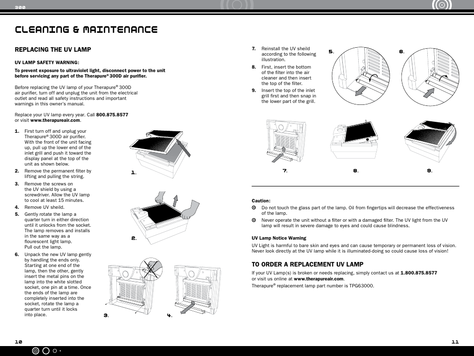 Cleaning & maintenance, Replacing the uv lamp | Ionic Pro 1040808 User Manual | Page 7 / 10