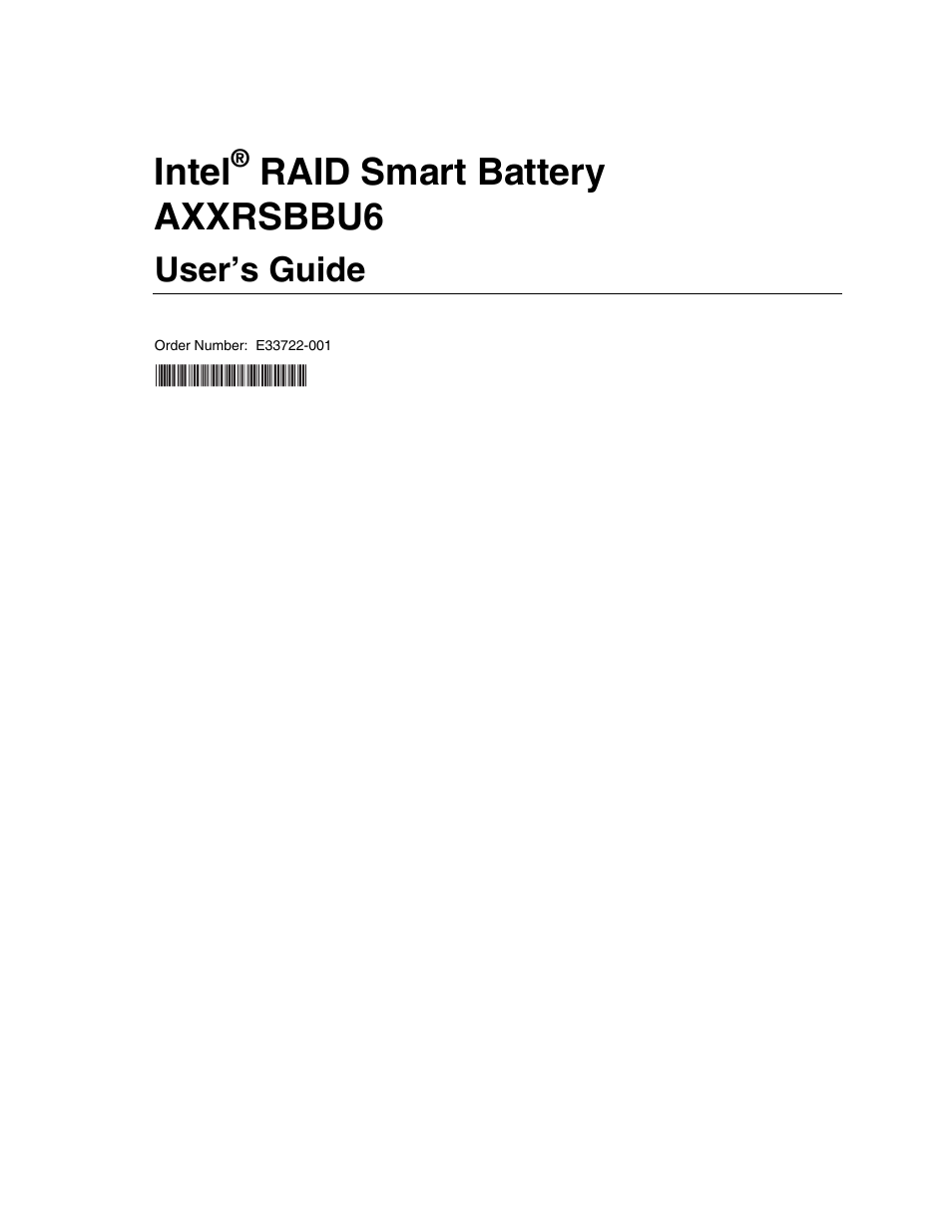 Intel RAID AXXRSBBU6 User Manual | 14 pages