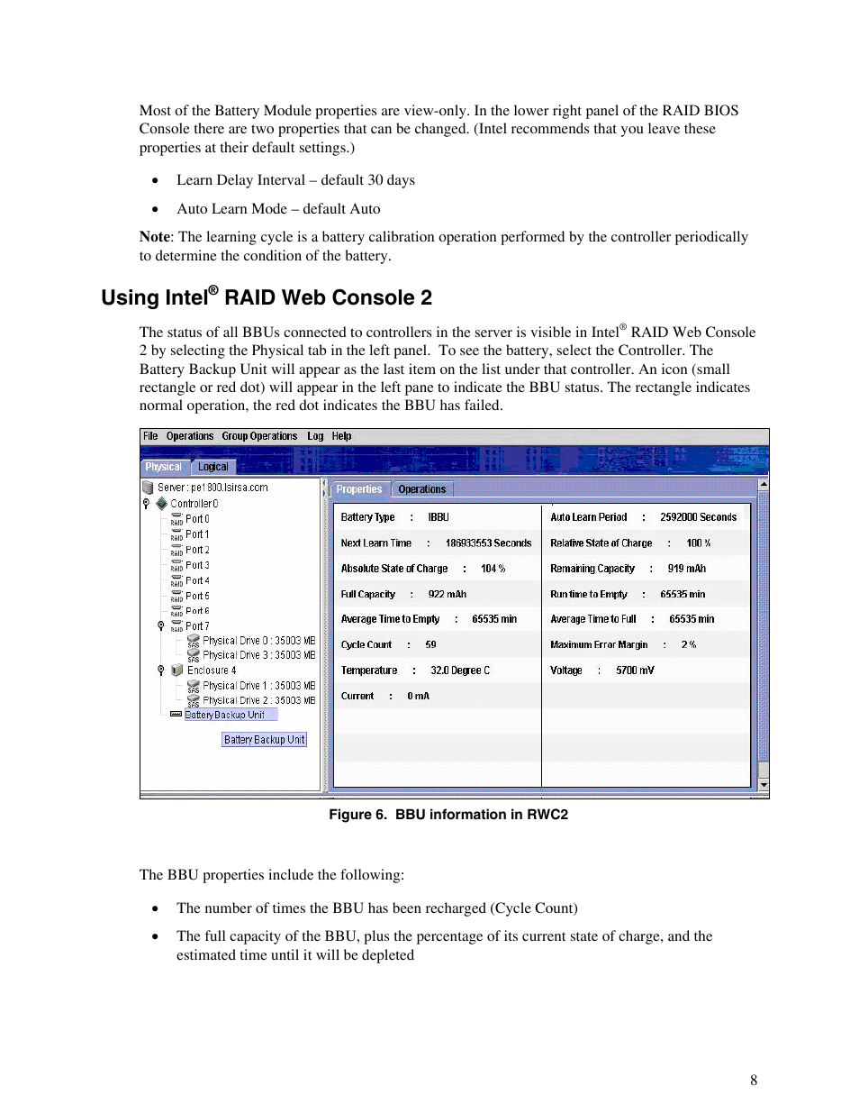 Using intel, Raid web console 2 | Intel RAID AXXRSBBU6 User Manual | Page 12 / 14