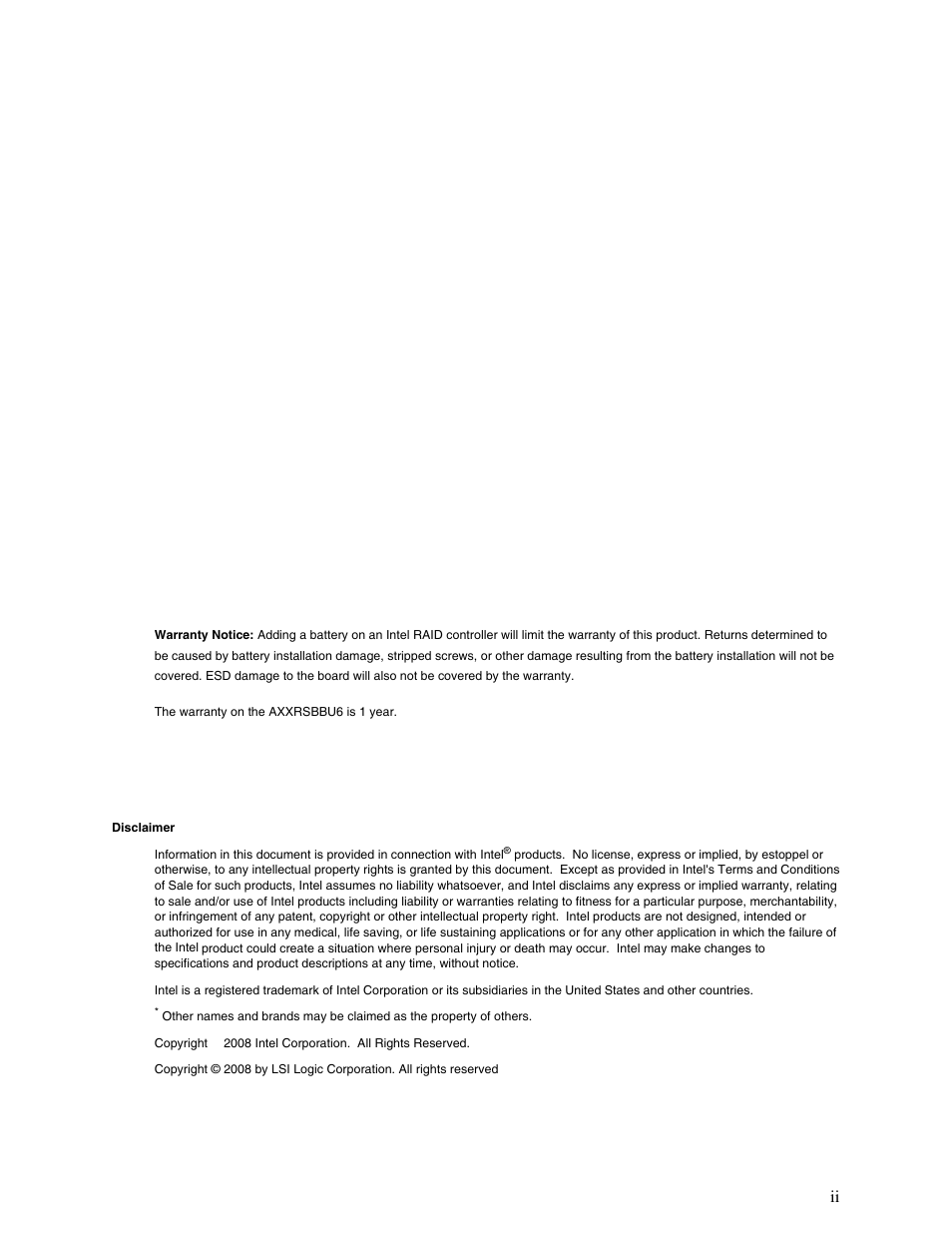 Intel RAID AXXRSBBU6 User Manual | Page 2 / 14