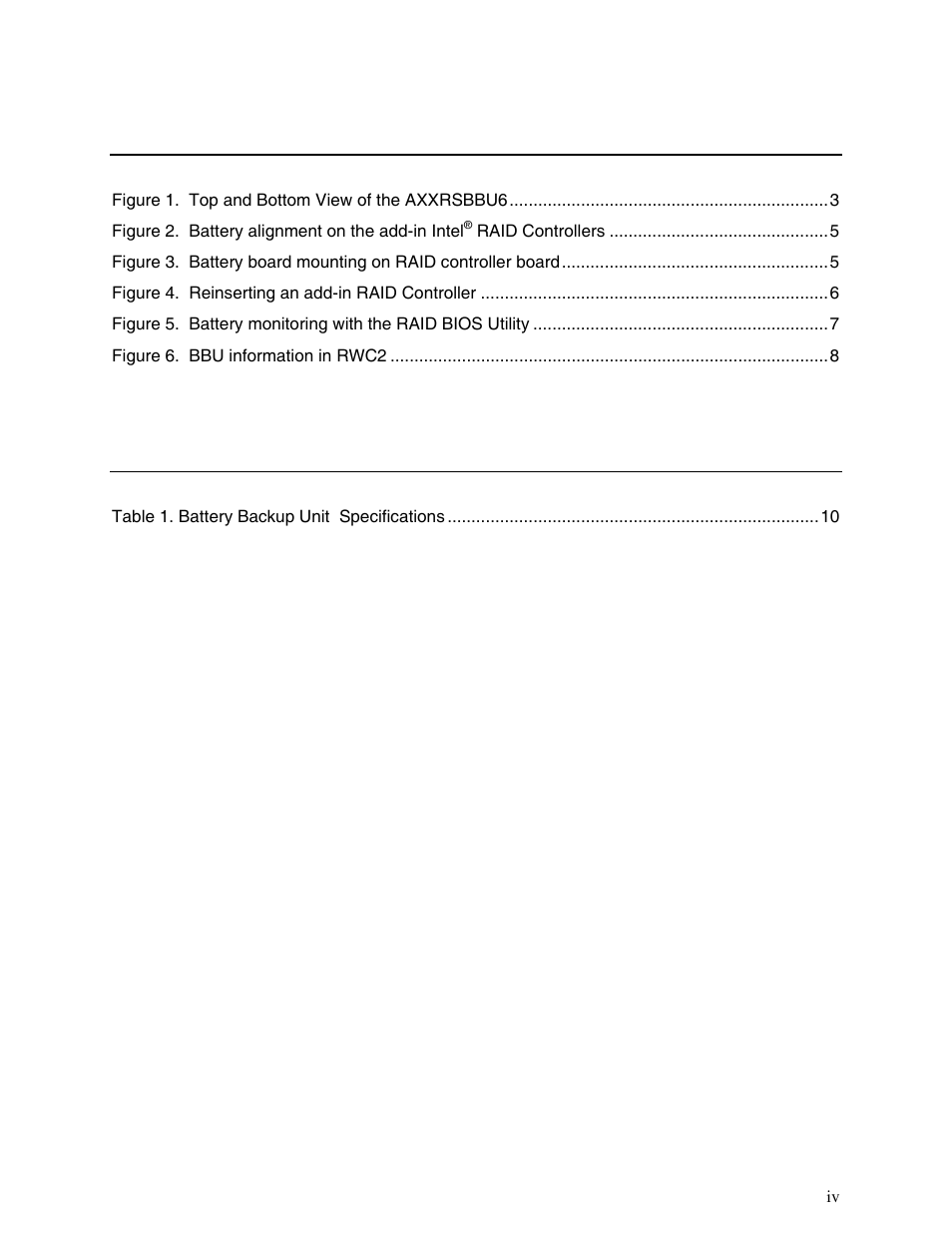 List of figures, List of tables | Intel RAID AXXRSBBU6 User Manual | Page 4 / 14