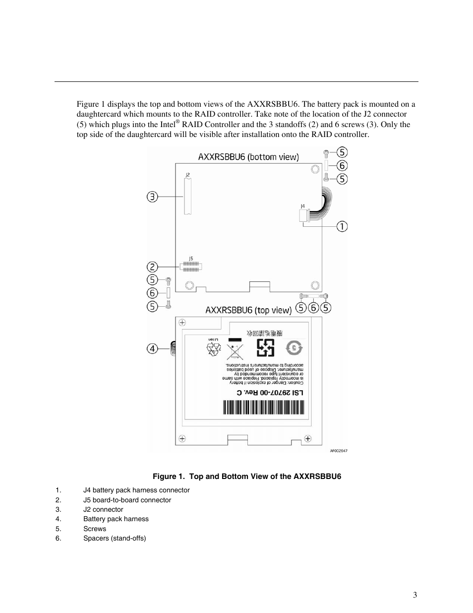 Installing the axxrsbbu6 | Intel RAID AXXRSBBU6 User Manual | Page 7 / 14