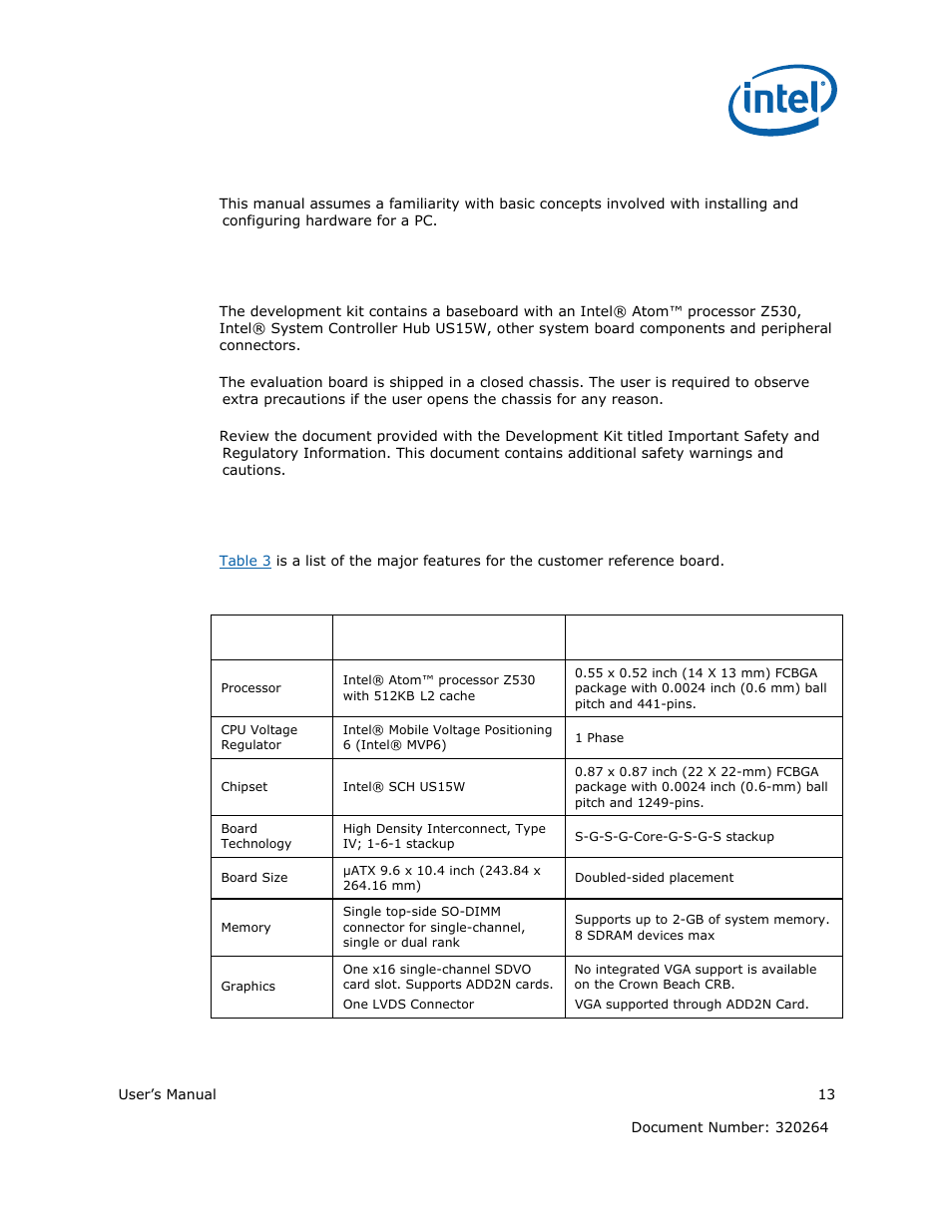 2 overview, 3 major features | Intel ATOM US15W User Manual | Page 13 / 54