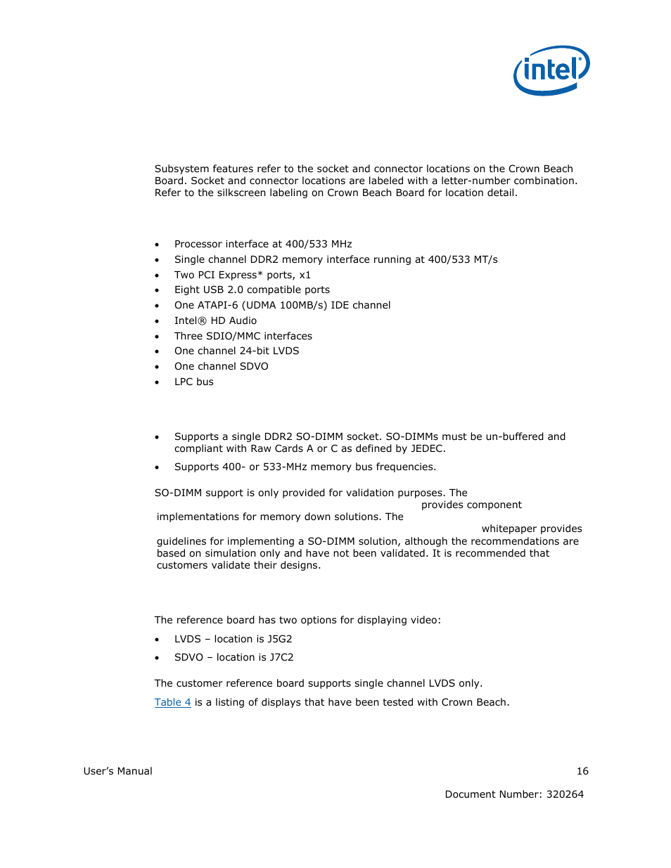 5 subsystem descriptions | Intel ATOM US15W User Manual | Page 16 / 54