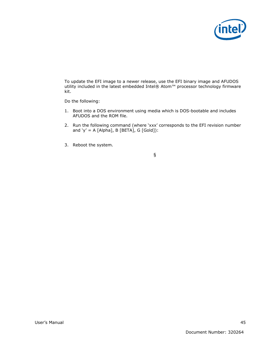 4 efi firmware updates | Intel ATOM US15W User Manual | Page 45 / 54