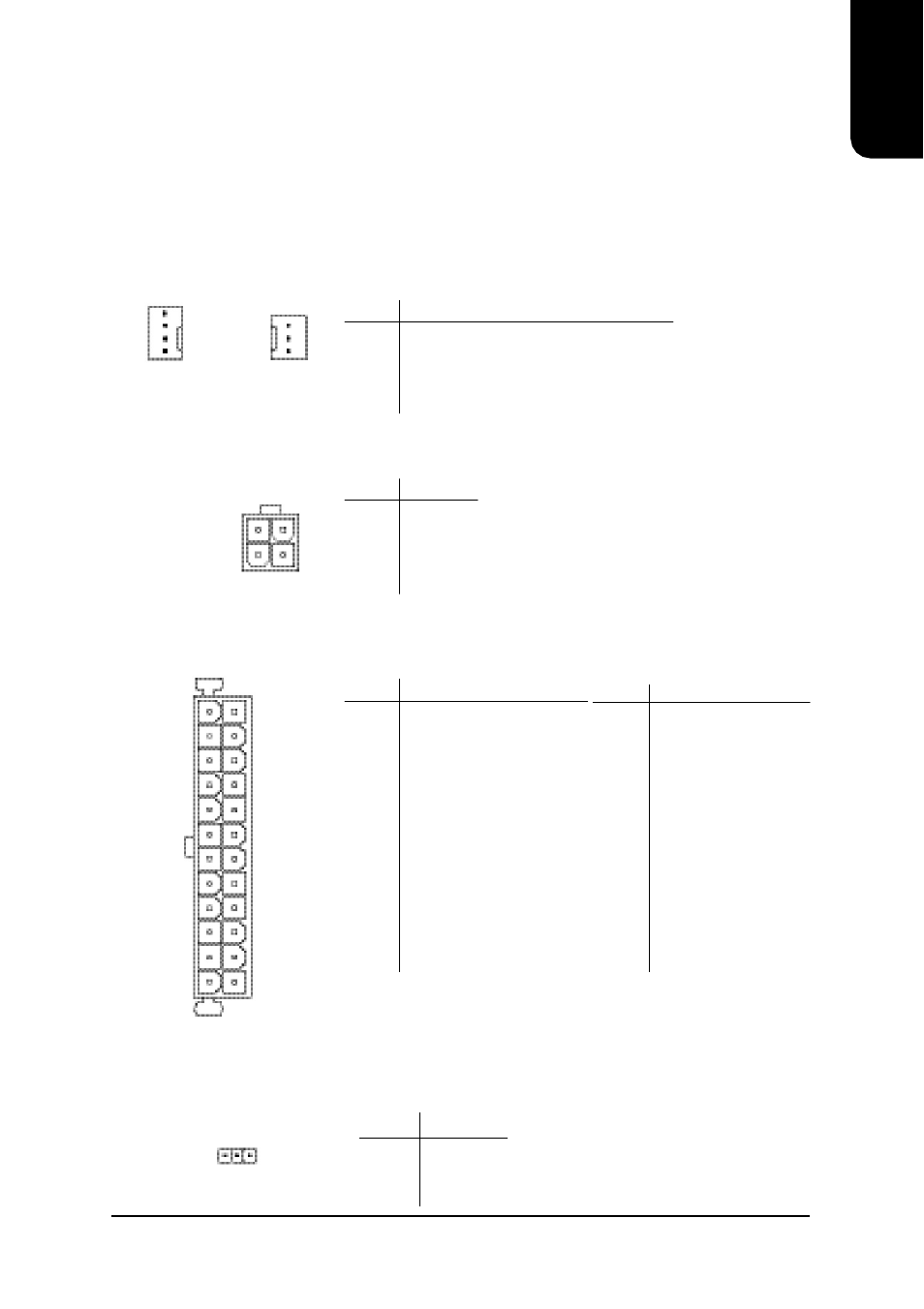 English, Atx_12v (+12v power connector), Pwr_led | Atx (atx power connector) | Intel XP-P5CM-GV User Manual | Page 7 / 28