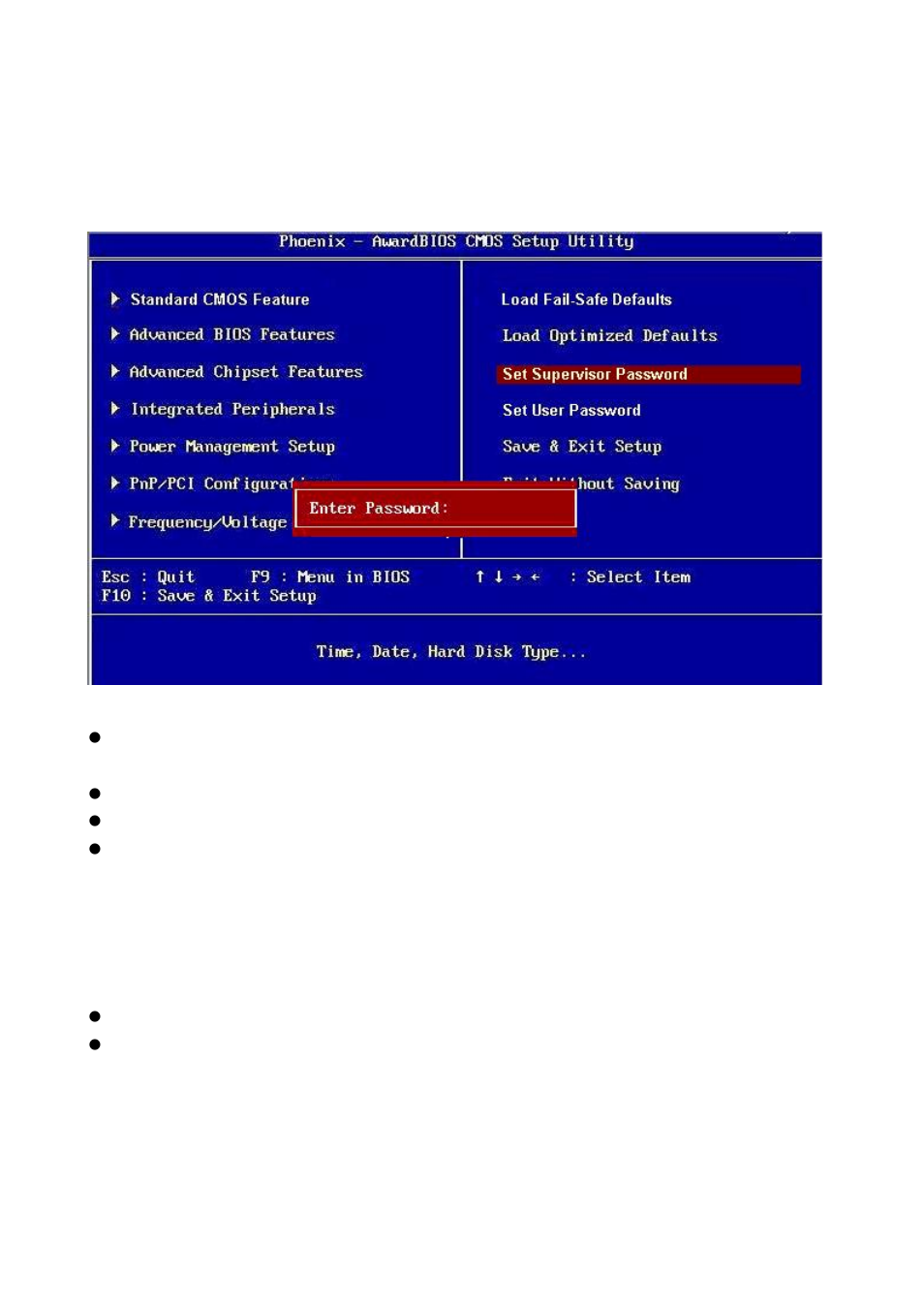 10 set supervisor/user password | Intel AX965Q User Manual | Page 79 / 81