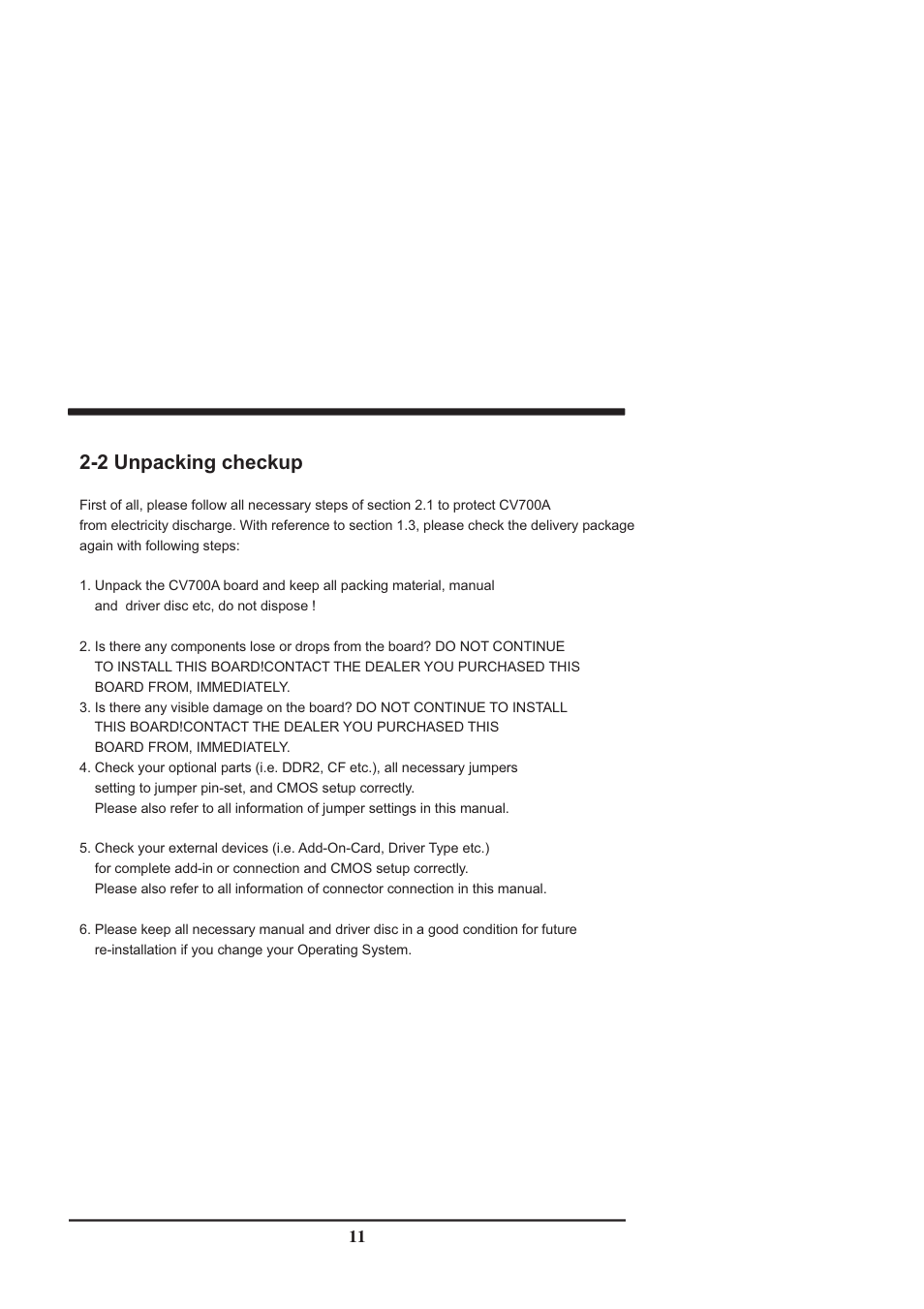 2 unpacking checkup | Intel CV702A User Manual | Page 15 / 63