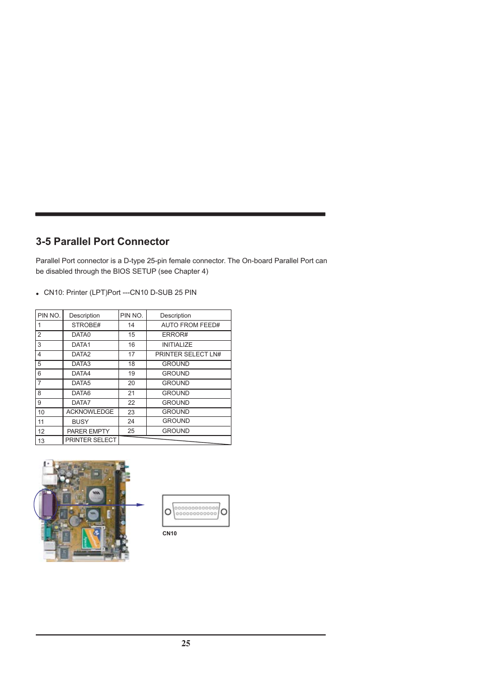 5 parallel port connector | Intel CV702A User Manual | Page 29 / 63