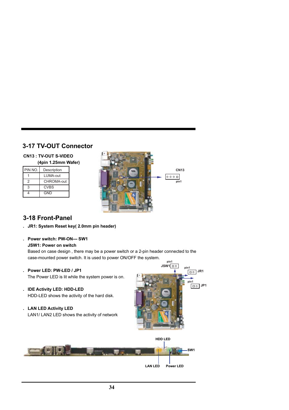 18 front-panel, 17 tv-out connector | Intel CV702A User Manual | Page 38 / 63
