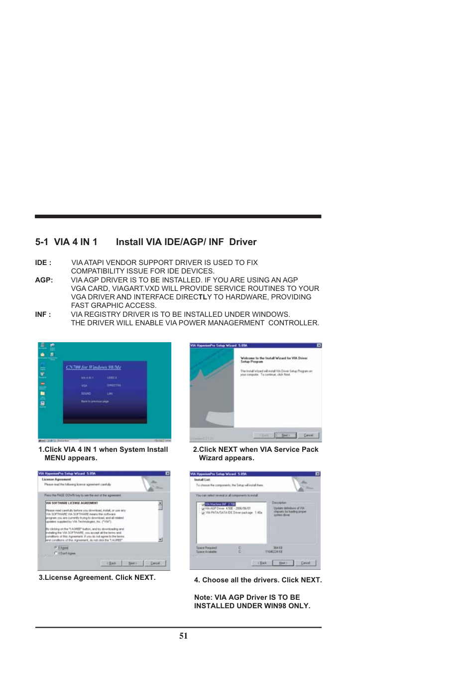 1 via 4 in 1 install via ide/agp/ inf driver | Intel CV702A User Manual | Page 55 / 63