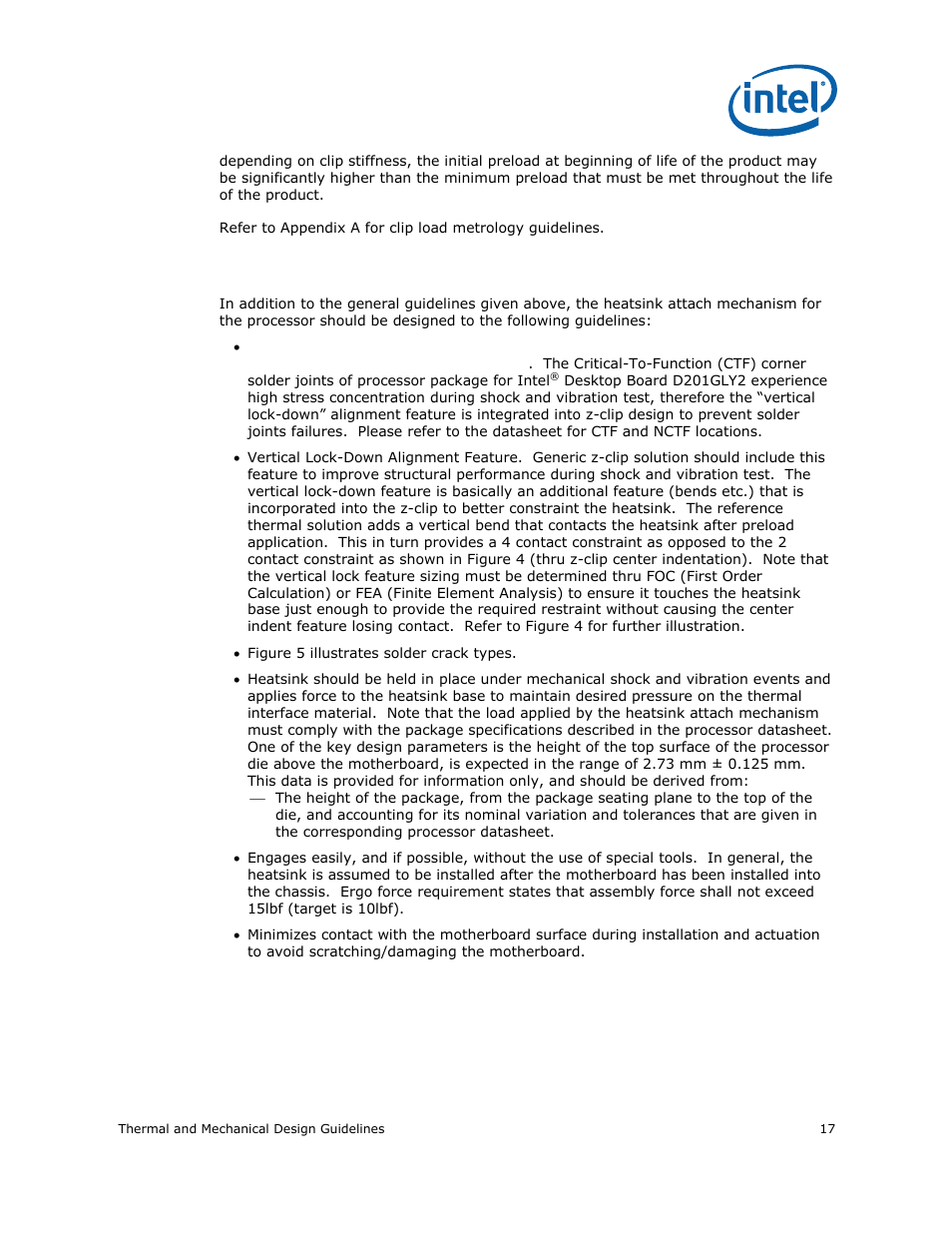 3 heatsink attach mechanism design considerations | Intel CELERON 200 User Manual | Page 17 / 53