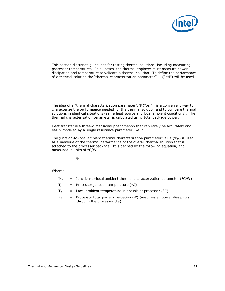 3 thermal metrology, 1 characterizing cooling performance requirements, Thermal metrology | Characterizing cooling performance requirements, 3thermal metrology | Intel CELERON 200 User Manual | Page 27 / 53