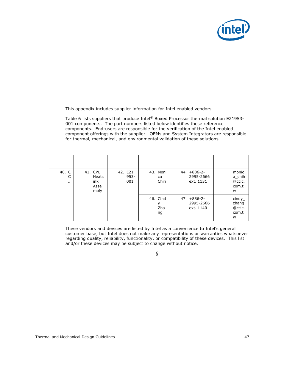 Appendix b, Intel, Appendix b intel | Intel CELERON 200 User Manual | Page 47 / 53