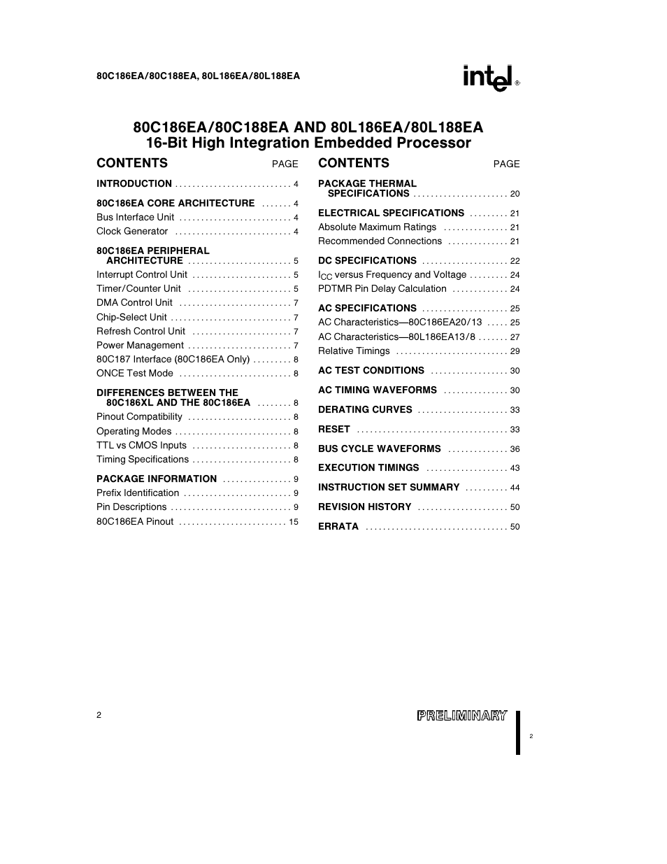 Intel 80L186EA User Manual | Page 2 / 50