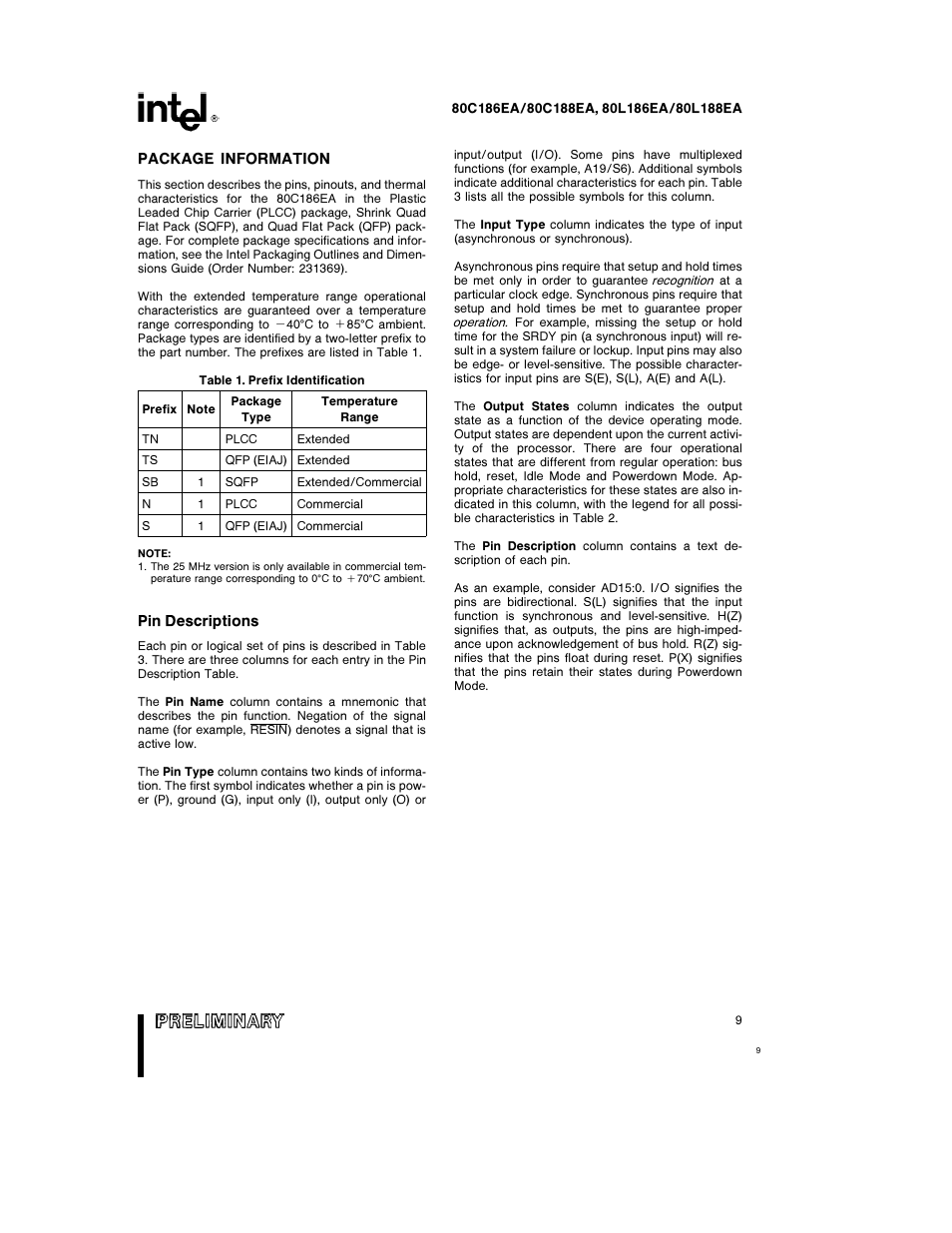 Intel 80L186EA User Manual | Page 9 / 50