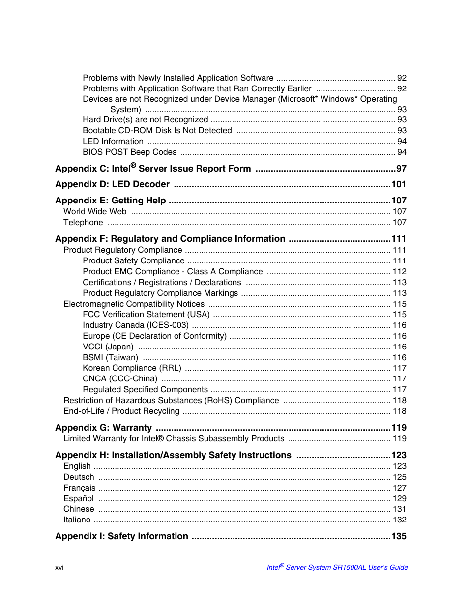 Intel SR1500AL User Manual | Page 16 / 180