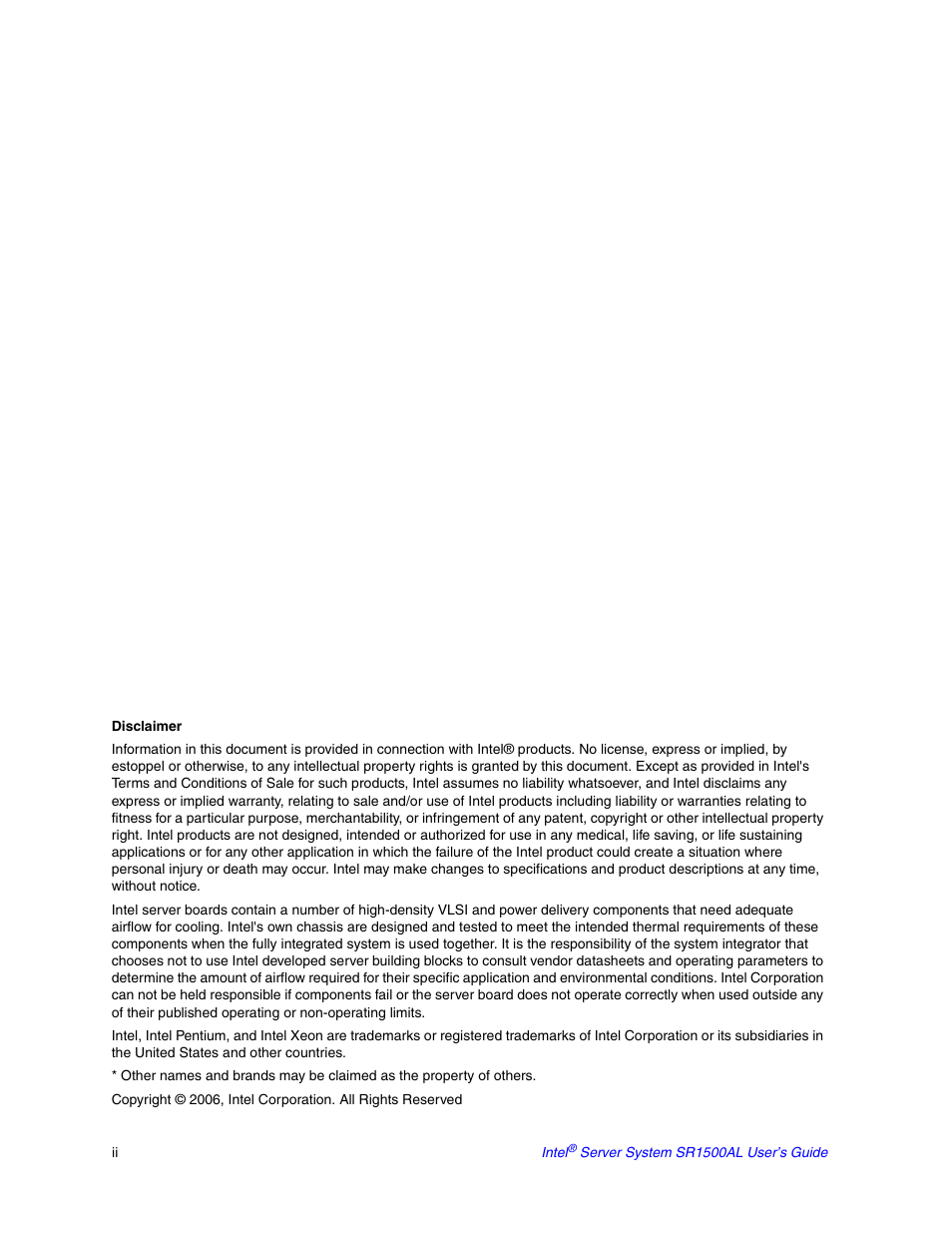 Intel SR1500AL User Manual | Page 2 / 180