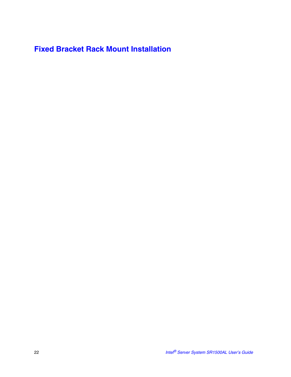 Fixed bracket rack mount installation | Intel SR1500AL User Manual | Page 44 / 180