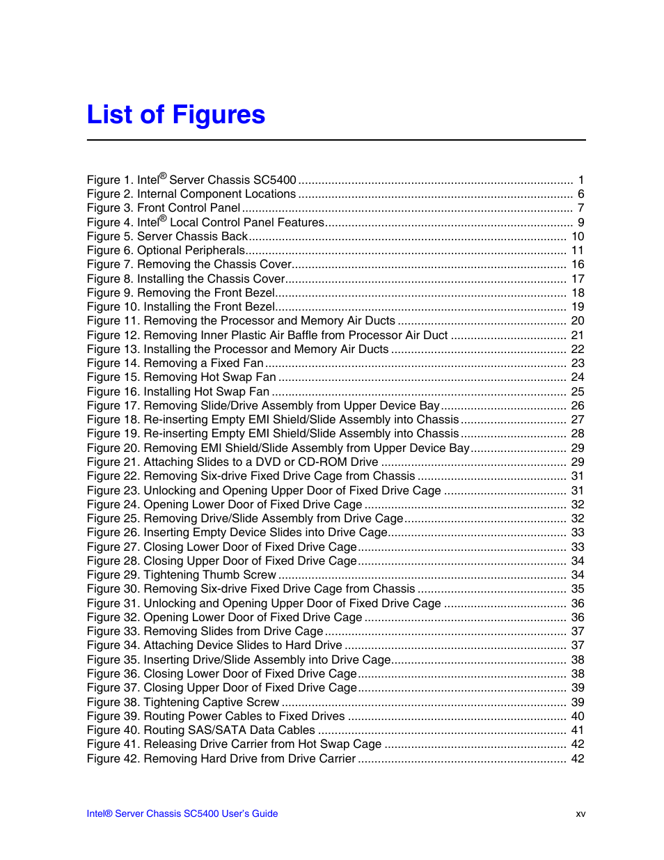 List of figures | Intel SC5400 User Manual | Page 15 / 146