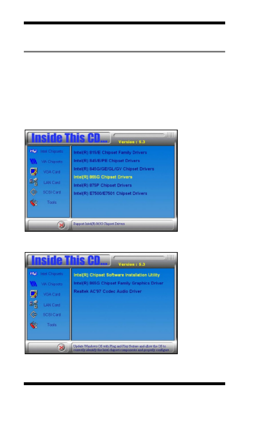 Intel 865g chipset software intallation utility | Intel 865G User Manual | Page 58 / 64